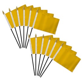 Gold Solid Color 4x6in Stick Flag - 1 dozen pack