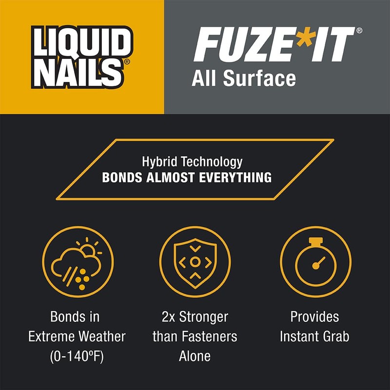 Liquid Nails 56198673380 LN-2000 FuzeIt All Surface Construction Adhesive (9-Ounce)
