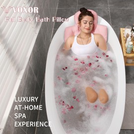 Full Body Bath Pillow for Bathtub, Thick Bathtub Cushion with Laundry Bag, Luxury Tub Pillow for Bath for Headrest Neck and Back Support Pink 51" x 16"