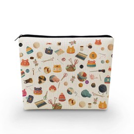 YULUENZE Crocheting Presents Knitter Canvas Canvas Makeup Bag Knitting Organizer Accessories Zipper Pouch Birthday Present for Crochet Lovers Learners Women Friends