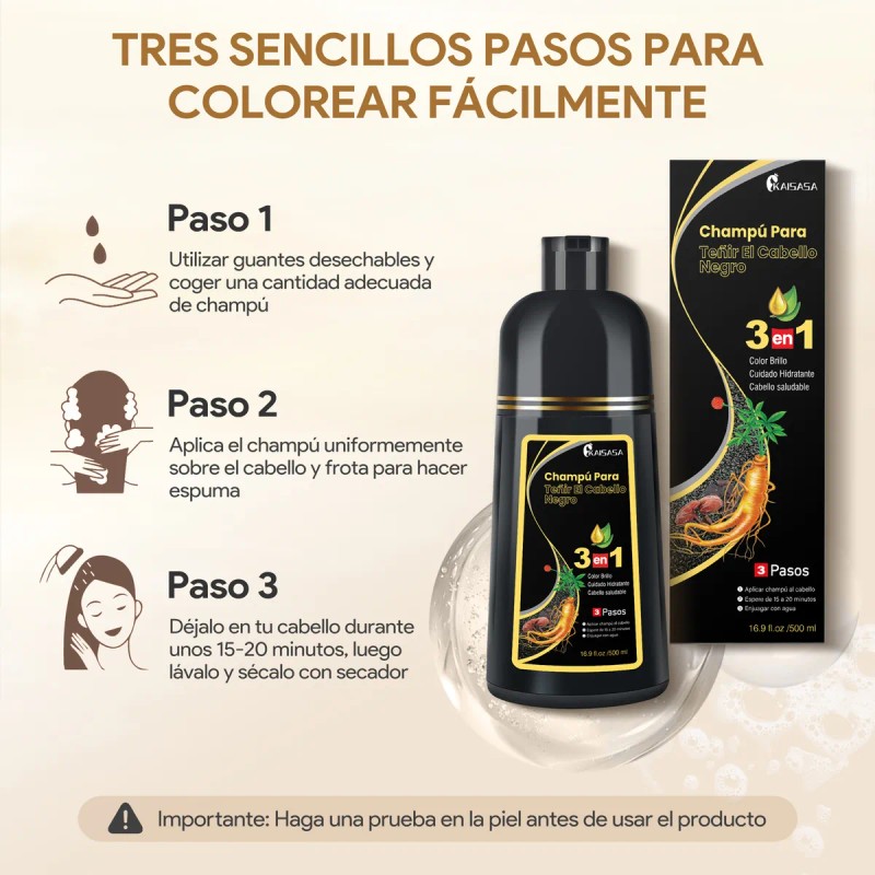 Shampoo Tinte Cubre Canas Contiene Extracto De Ginseng 500ml