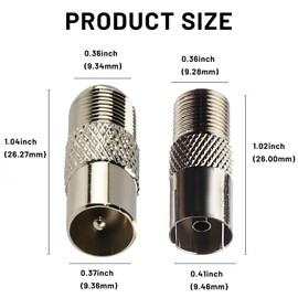 XIELBIS 2PCS F Connector to Coax Adapter,9.5TV Female to F Type Female Coax Connector, TV Aerial Connectors, Coaxial Cable Connectors for Aerial Cables