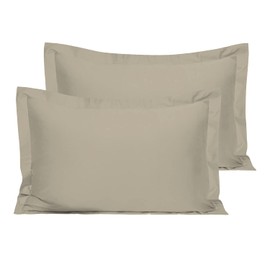 Cotton Simply Taupe Oxford Percale Pillow Cases King Size 2 Pack, 100% Long Staple Combed Cotton King Size Pillow Cover, Plain Weave King PillowCases 50x90 cm (Cooling Pillow Case) Pizuna