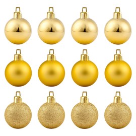 Christmas Ball Ornaments, 24 Pcs 30mm Gold Shatterproof Christmas Tree Decorations for Xmas Party Decor, Wedding, Home Decor (Shiny, Matte, Frosted Ball)