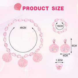 OSDUE Girls Jewelry Set, Necklace Earring Bracelet Ring Set, Jewelry Favors Set for Little Girl, Princess Dress Up Jewelry Party for Toddler Little Girl Play Party Favors, Birthday Gift