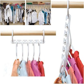 DHLP 12 Pcs Magic Hangers Coat Hangers Space Saving Clothes Hangers Storage Hangers Wonder Hanger Organizer Smart Closet Space Saver with Sturdy Plastic for Heavy Clothes (White)
