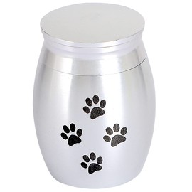 AllBright Mini Urn Urn Cremation Urn Cremation Container Memorial Service Hand Cremation Capsule Divine Hair Ashes Pet Stainless Steel Screw Type Waterproof Dog Cat Rabbit Memorial Supplies 1.2 x 1.6 inches (3 x 4 cm) (Silver)