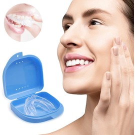 Portable Retainer Box, Denture Box, Denture Container, Self-Cultivation Part, Dental Retainer, Retainer, Mouth Guard, Braces, Dental Tray, Splint (Blue)