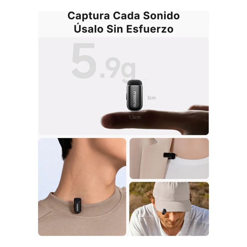 Maono Micrófono Inalámbrico Solapa Para Android Pc,2 Micrófonos Lavalier Usb-c