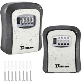 Brillirare 2 Pack Key Cabinets Lock Box, Waterproof Combination Lockbox, 4 Digits Resettable Key Safe Hider, Upgraded Large Capacity Password Box for House Keys, Car Keys, ID Cards with Mounting Kit