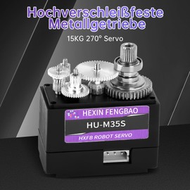 RC Servo Motor 270° Heemol 15 kg High Torque Serial Bus Servo, Upgraded Intelligent Twin Axis Metal Gear Servo Tester for Robotics, Automotive and Boots, Professional Competitive Sports