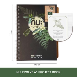 Nu Notebooks - Evolve Range - Recycled Notebook - A5 Project Book - Wirebound Notebook - Stationery Notebooks - Professional Notepad - 150 Pages, Black