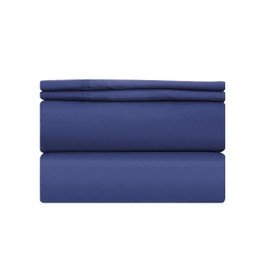 OPT Brand. Deluxe Hotel Quality Double Brushed Microfiber 4 Piece Deep Pocket Bed Sheet Sets Bedding - Wrinkle Resistant Silky Soft Touch (Full, Navy Blue)