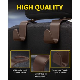 MEALAM 8 Pack Car Seat Headrest Hooks with 44 Pounds Load Capacity, Hangers Storage Organizer Universal Car Interior Accessories for Handbags Water Bottles Purse Coats Umbrellas, Wine Red