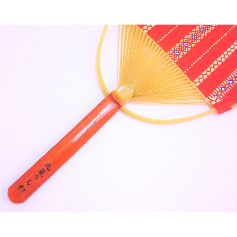 Marugame Fan (Japanese Pattern), Vertical Strip, Bamboo Fan, Kyoto Washi