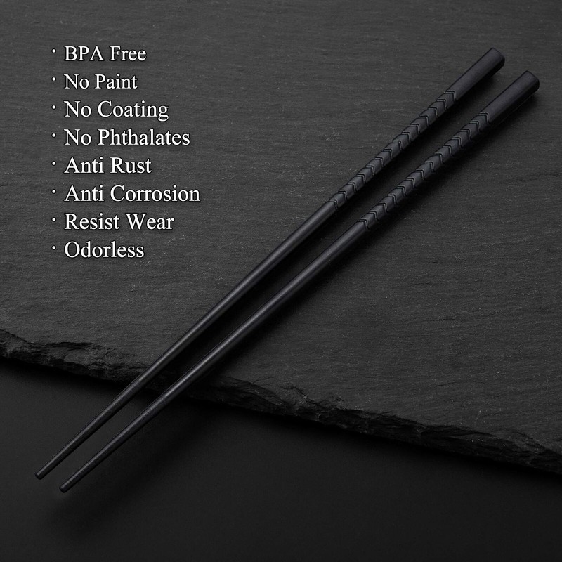SUPJOYES 5 Pairs Fiberglass Chopsticks - Reusable Chopsticks Dishwasher Safe,...