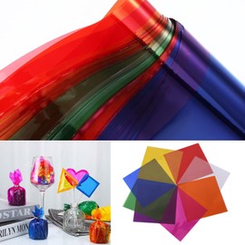 BetterJonny 240 Pcs Cellophane Sheets, 19X19cm Transparent Colored Cellophane Wrap Treat Candy Small Gifts Wrapping Colorful Plastic Sheets for DIY Arts Crafts Decorations（8-Colors