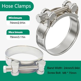 Stainless Steel Exhaust Clamp 74-79 mm Hose Clamps 4 Pieces Stainless Steel Joint Bolts Exhaust Pipe Clamp Strong and Robust Joint Bolt Clamp Stainless Steel Suitable for Motorcycle Drain Valve (4,