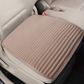 ZIMISI Car Seat Cover, Linen Breathable Front Seat Bottom Protector Pad for Driving, Anti-Slip Soft Car Seat Cushion, Warm in Winter and Cool in Summer, Fits for Cars, Trucks, SUVs, Sedans (Beige)