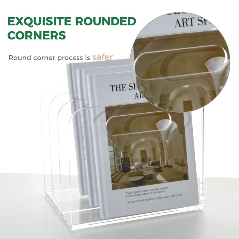 AIMOLLY Clear Acrylic Organizers - 3 Vertical Compartments Acrylic Folder
