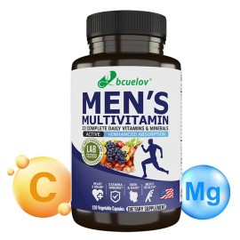 Men’s Multivitamin Capsules, Daily Nutritional Supplement for Bone Heart Hair & Immune Support, Essential Vitamins for Men’s Wellness, 120 Count