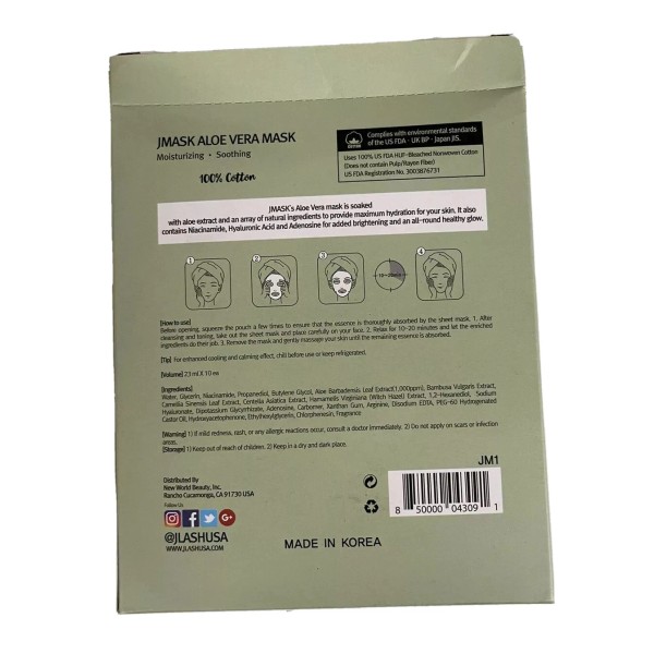 Jmask Facial Face Mask Sheet Korea Skin Care Moisturizing 30