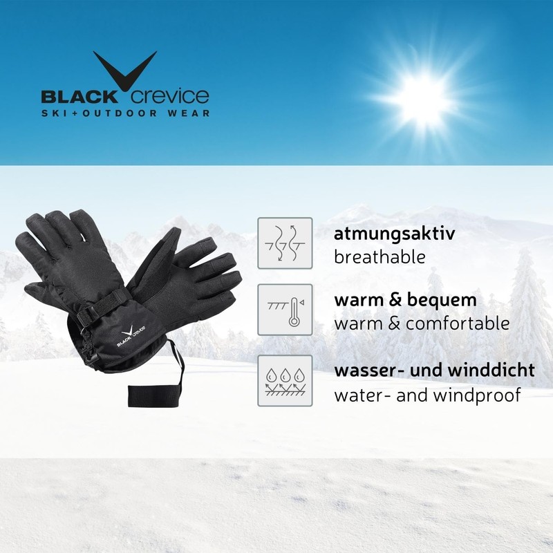 Black Crevice Adult Gloves Black black Size:Medium