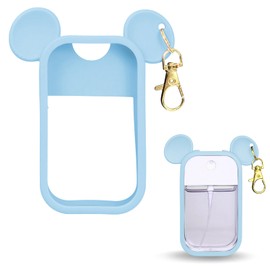 CKONXE Mouse Design Silicone Case Compatible with Touchland Hand Sanitizer Spray 1 fl oz, Silicone Protective Case Holder with Keychain for Power Mist and Glow Mist, Blue