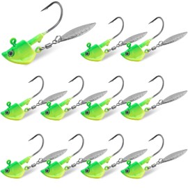 Underspin Jig Heads Kit,Fishing Jig Head Hooks with Willow Blade Swimbait Jig Head Weighted Spin Head Jig Lures 1/4oz 3/8oz 1/2oz for Crappie Bass Saltwater Freshwater