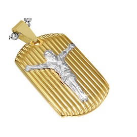 My Daily Styles Stainless Steel Two-Tone Religious Jesus Crucifix Pendant Necklace with Chain, 24"