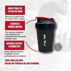 Shaker Mezcladora con Batidora de Acero Inoxidable Felter Fitness de 400ml