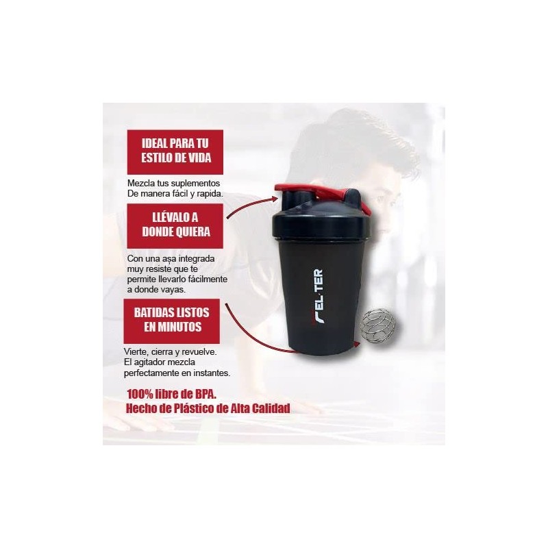 Shaker Mezcladora con Batidora de Acero Inoxidable Felter Fitness de