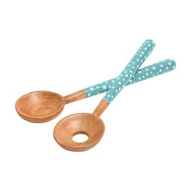 Dexam 16050477 Sintra Mango Wood Spotted Salad Servers-Duck Egg