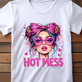 Hot Mess girl Direct To Film Print, DTF Print, Ready To Press Print For T-Shirts:_6.5" Toddler 
