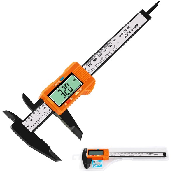 PIUBERS Digital Caliper Measuring Tool 6 Inch,Electronic Micrometer Caliper with Large LCD Screen and Inch MM Metric Plastic Vernier Calipers