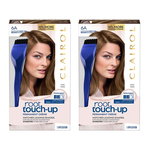 Clairol Root Touch-Up by Nice'n Easy Permanent Hair Dye, 6A Light Ash Brown Hair Color, 2 Count