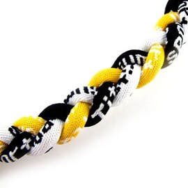 MapofBeauty 18" Sport Three Colors Three Braided Rope Tornado Necklace (Yellow/Black/White)
