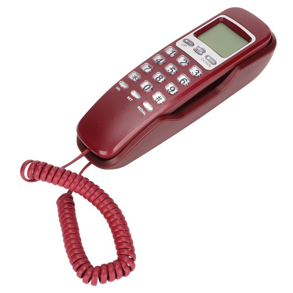 Wall Mounted Corded Phone, Compact Calendar LCD Display Redial Flash