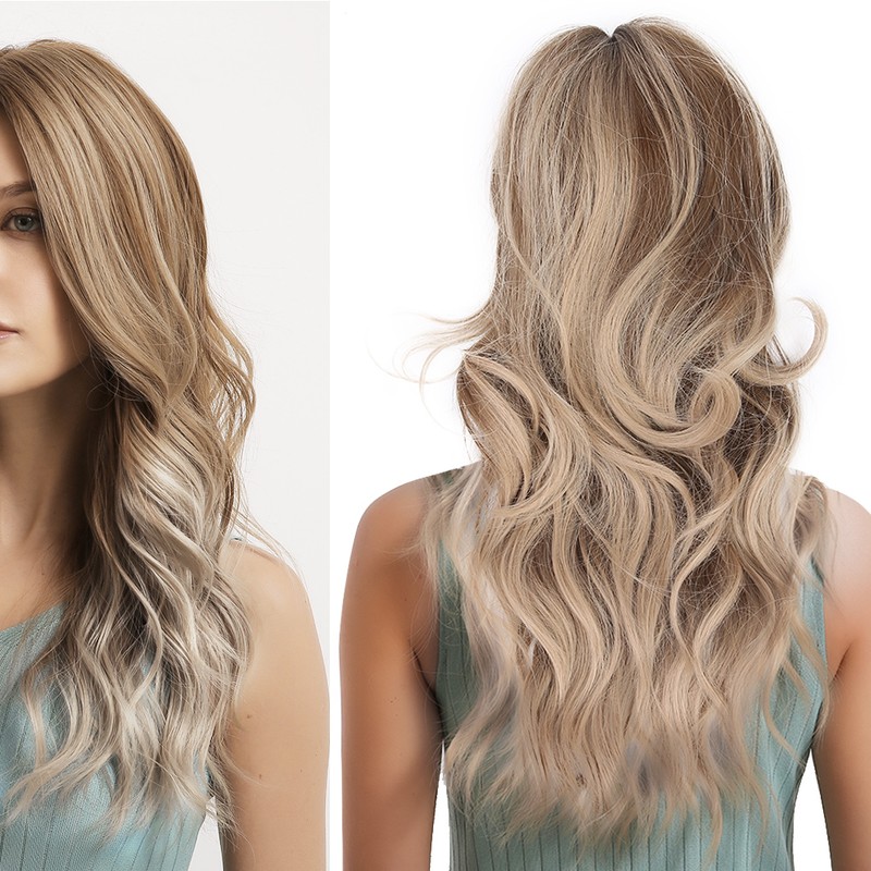 Women Long Wavy Light Blonde Wig Lady Fashionable Cosplay Party