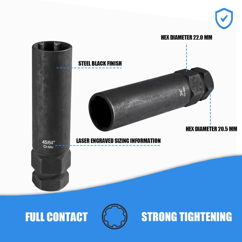 VEXPLO Spline Lug Nut Socket Set, 8 Piece SAE &