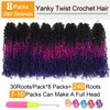 Aksice Pre-looped Yanky Twist Crochet Hair 8 Inch 8 Packs