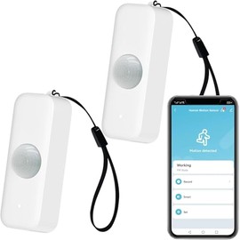PHOVOLT WiFi PIR Motion Sensor: Smart Indoor with App Notification Alert and Recording Infrared Motion Detector for Remote Monitoring and Home Automation with Lanyard (2 Pack)