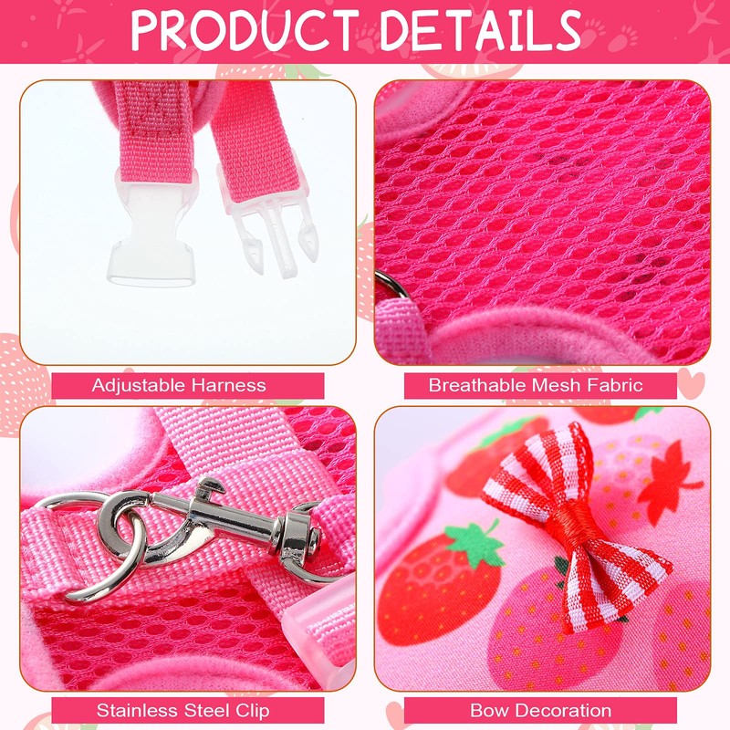 Frienda 2 Pcs Adjustable Chicken Harness and Leash Set Spring