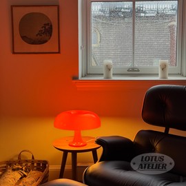 Lotus Atelier Orange Mushroom Lamp for Room Aesthetic Modern Lighting for Bedroom | Cool Retro Living Room Decor (Orange)