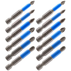 Litoexpe 12 Pcs Magnetic Anti-Slip Screwdriver Bits Set, PH1 PH2 PH3 PZ1 PZ2 PZ3, Impact Driver Bit Set 1/4 Inch Hex Shank Phillips Screw Head Screwdriver Bits