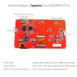 DIYmalls Nextion Intelligent 7 Inch HMI Display 5V Capacitive Touchscreen 800 x 480 TFT LCD for Arduino ESP32 (NX8048P070-011C)