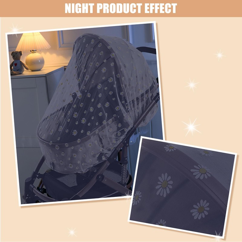 BQSAZHYJ Mosquito Net for Baby Pram, Daisy Print Stroller Netting