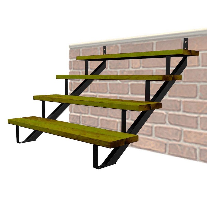 35 Inch Black Steel Stair Step Riser, 4-Step Metal Stair