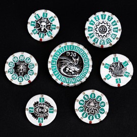 DND Dice Set Dungeons & Dragons Dice, Metal DND Unique Dice Rotation Set D&D Polyhedron D and D Dice with Box for Role Playing Games D20 D12 D10 D8 D6 D4 (Dice-Pearl Silver Green)