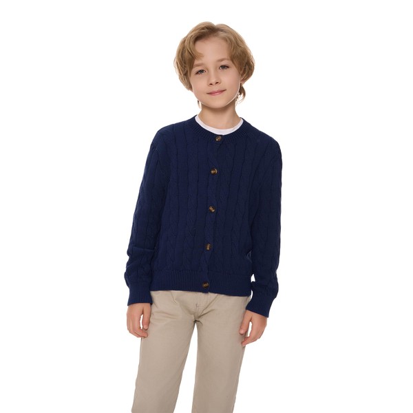SMILING PINKER Girls' Aran Cardigan, Boys, Children, Knitted Crew Neck,